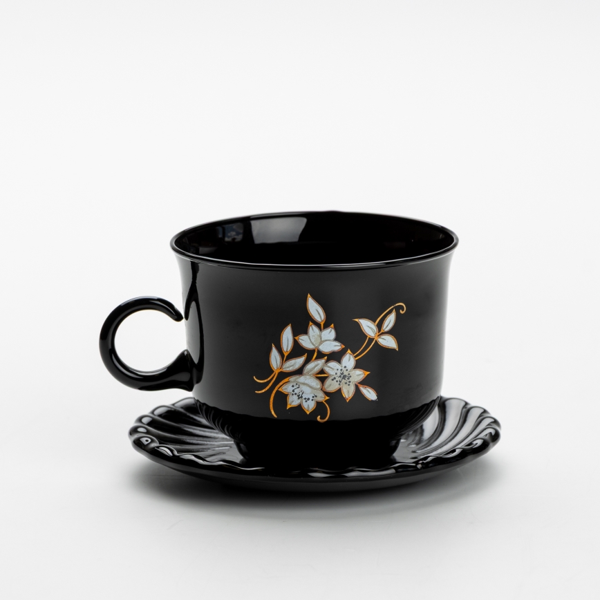 Teeservice schwarz Blumenstrauß Nr. 1
