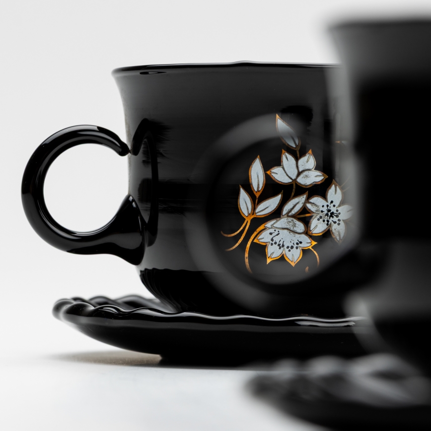 Teeservice schwarz Blumenstrauß Nr. 1