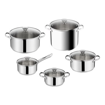 Tefal - 10-teiliges DAILY COOK Kochgeschirr-Set aus Edelstahl