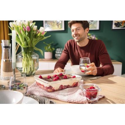 Tefal - Boîte de conservation alimentaire 3 l MSEAL GLASS rouge/verre