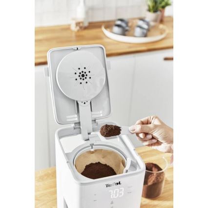 Tefal - Caffettiera a goccia con display LCD SENSE 1000W/230V bianco