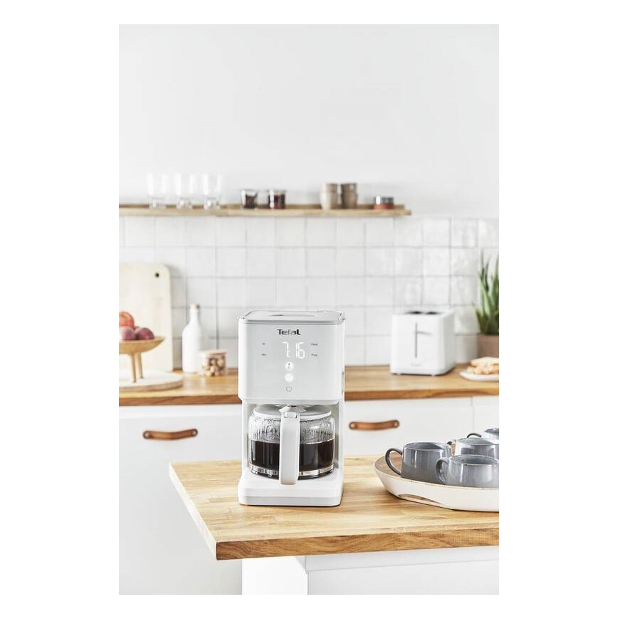 Tefal - Caffettiera a goccia con display LCD SENSE 1000W/230V bianco