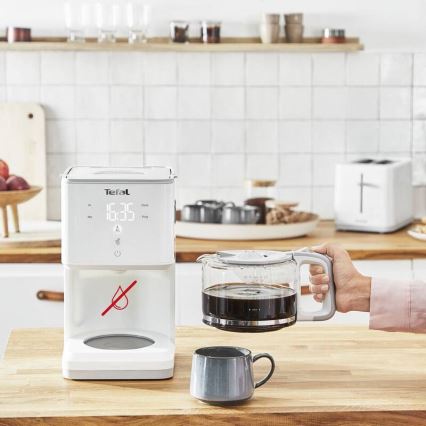Tefal - Caffettiera a goccia con display LCD SENSE 1000W/230V bianco