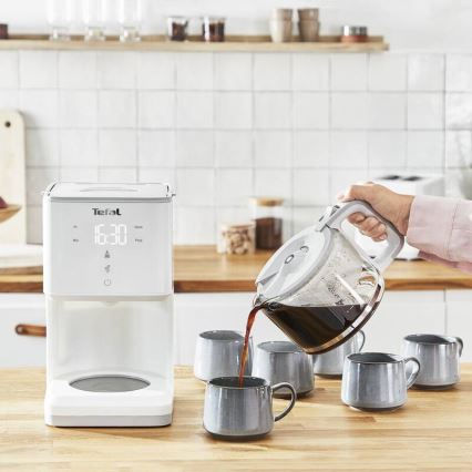 Tefal - Caffettiera a goccia con display LCD SENSE 1000W/230V bianco