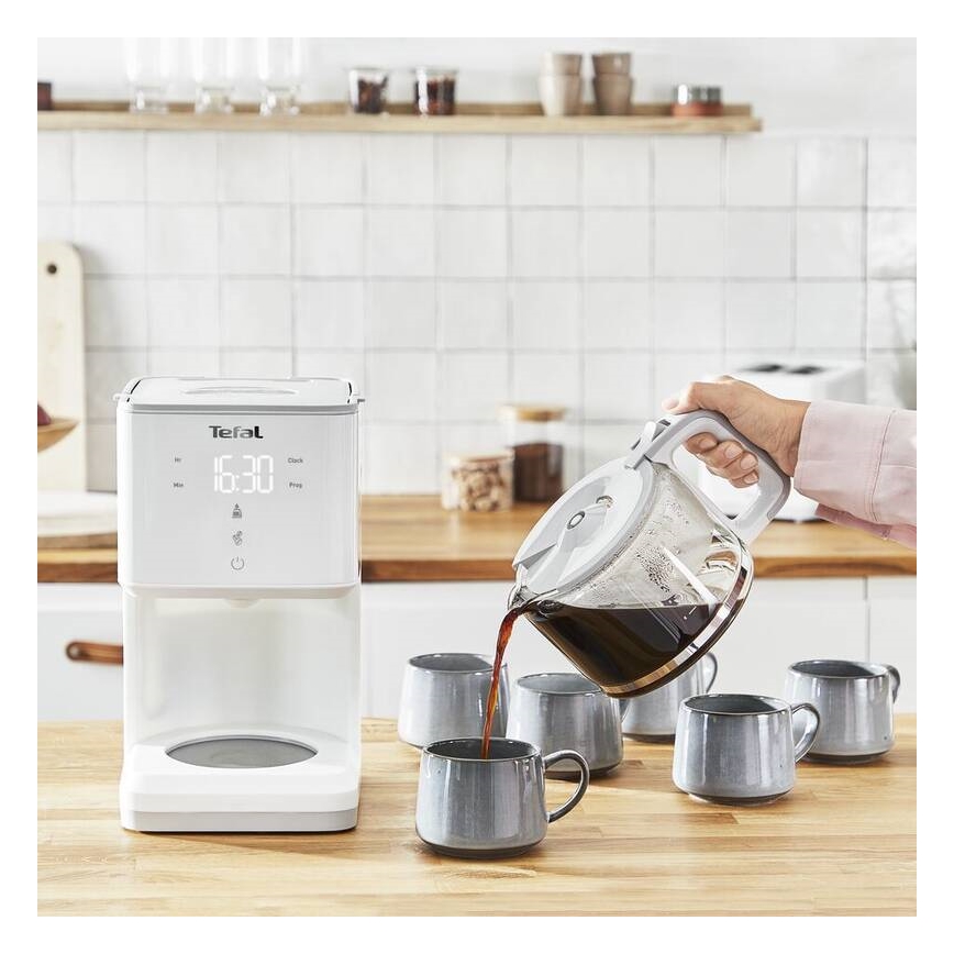Tefal - Caffettiera a goccia con display LCD SENSE 1000W/230V bianco