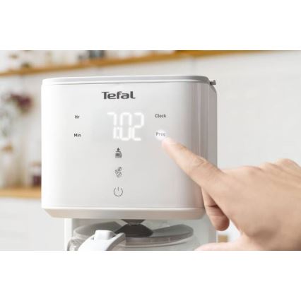 Tefal - Caffettiera a goccia con display LCD SENSE 1000W/230V bianco