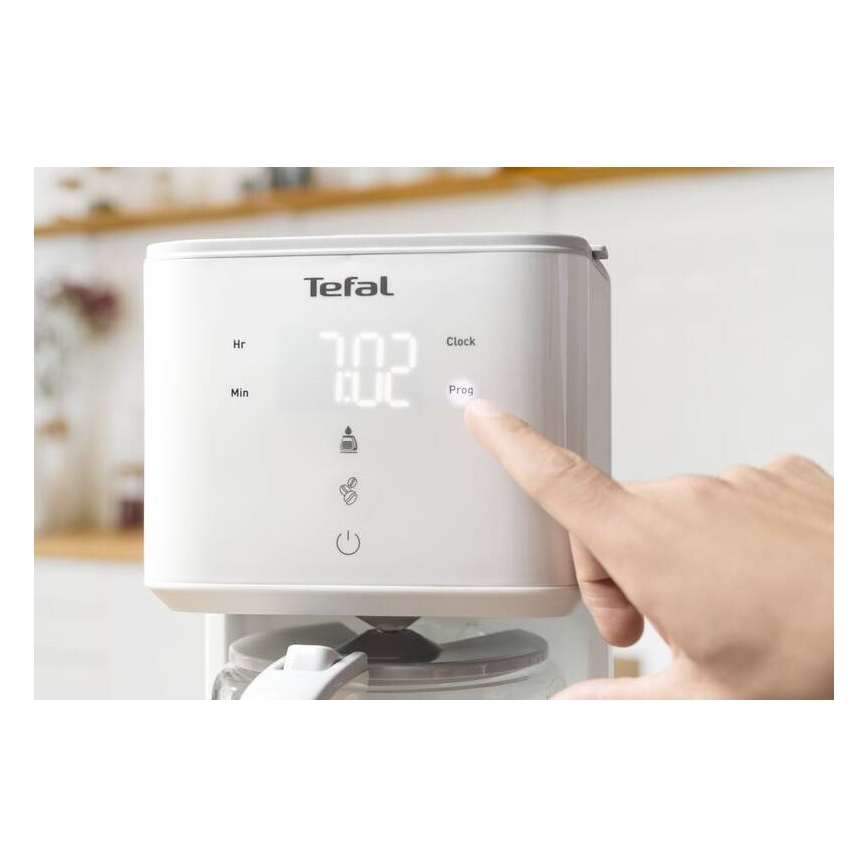 Tefal - Caffettiera a goccia con display LCD SENSE 1000W/230V bianco