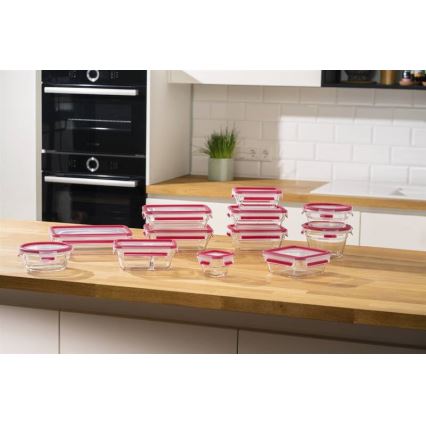 Tefal - Contenitore per alimenti MSEAL GLASS 1,1 l, rosso/vetro