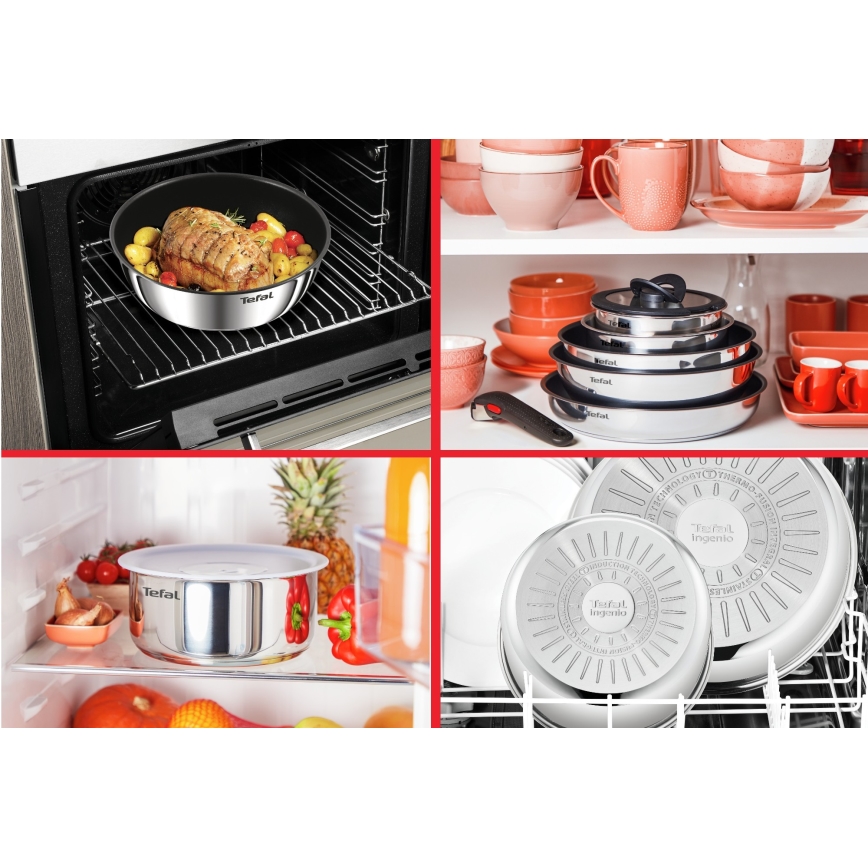 Tefal - Ensemble de batterie de cuisine 3 pièces INGENIO COOK en inox