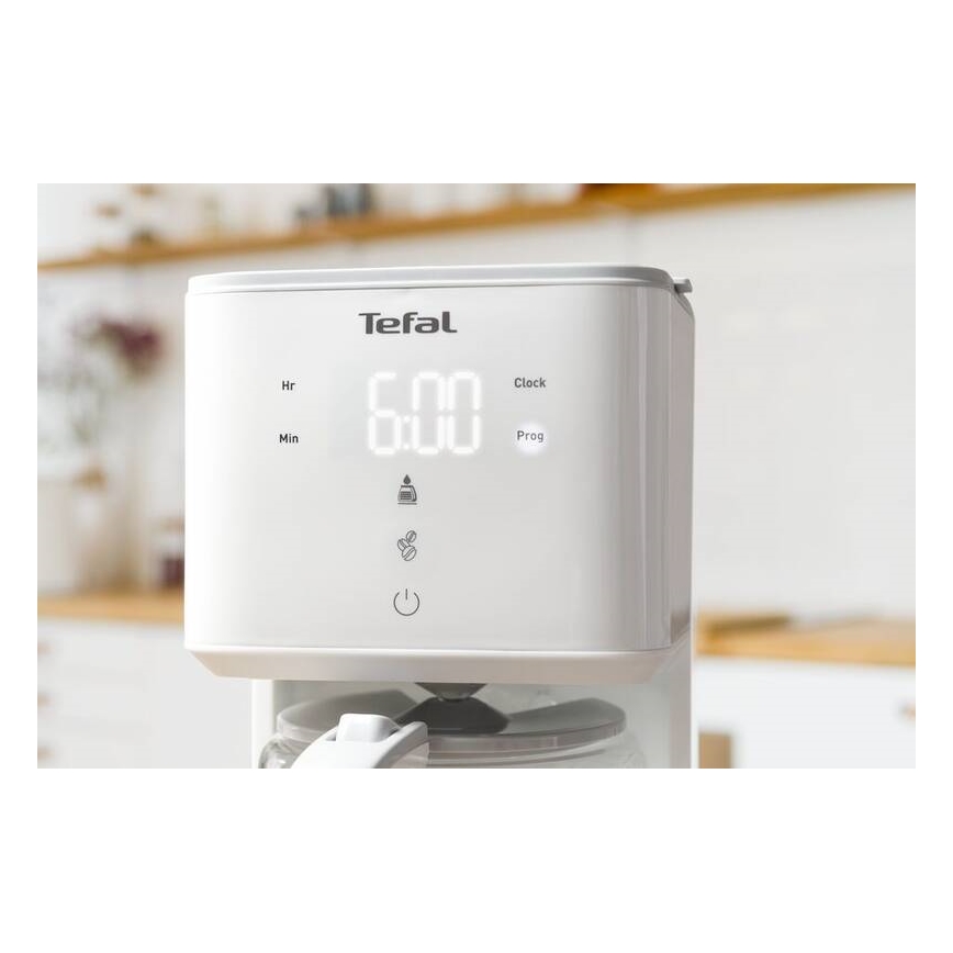 Tefal - Filterkaffeemaschine mit LCD-Anzeige SENSE 1000W/230V weiß