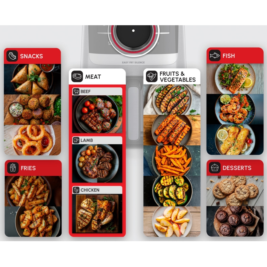 Tefal - Friggitrice ad aria 5 l EASY FRY SILENCE SMART 1400-1670W/230V