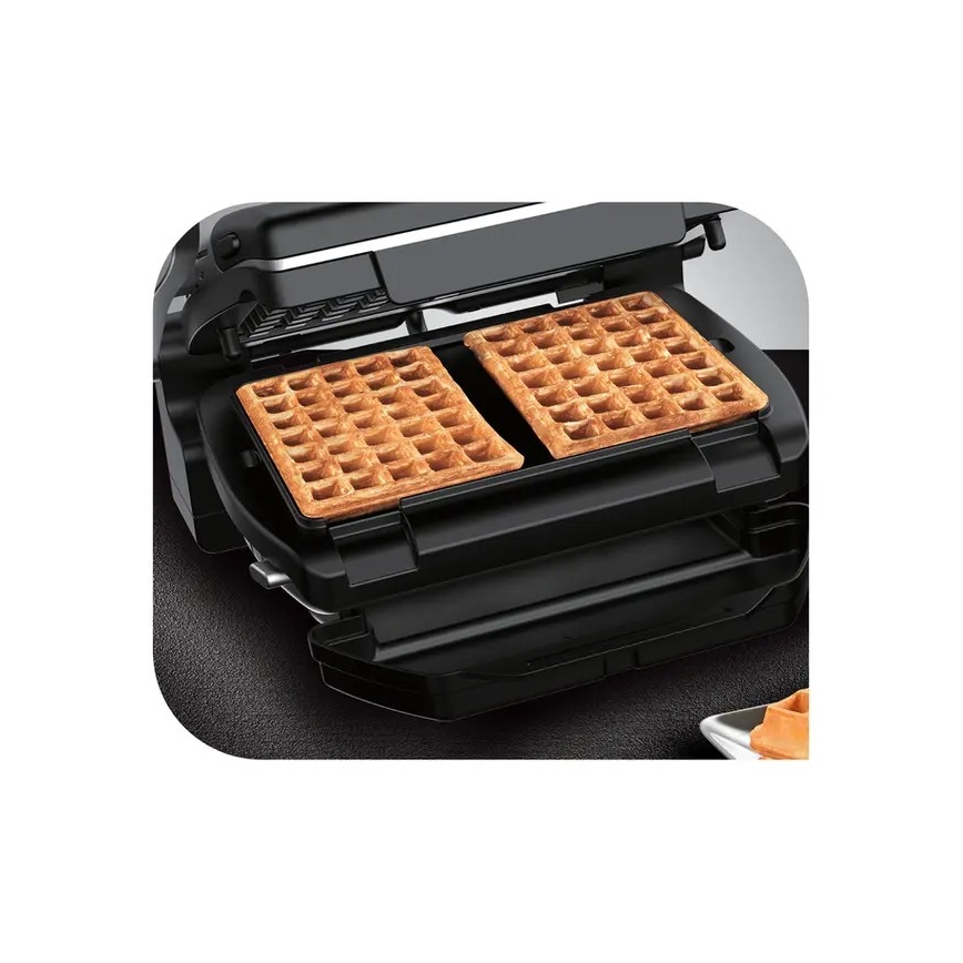Tefal - Grill de contact OPTIGRILL+ INOX WAFFLES 2000W/230V noir/chrome