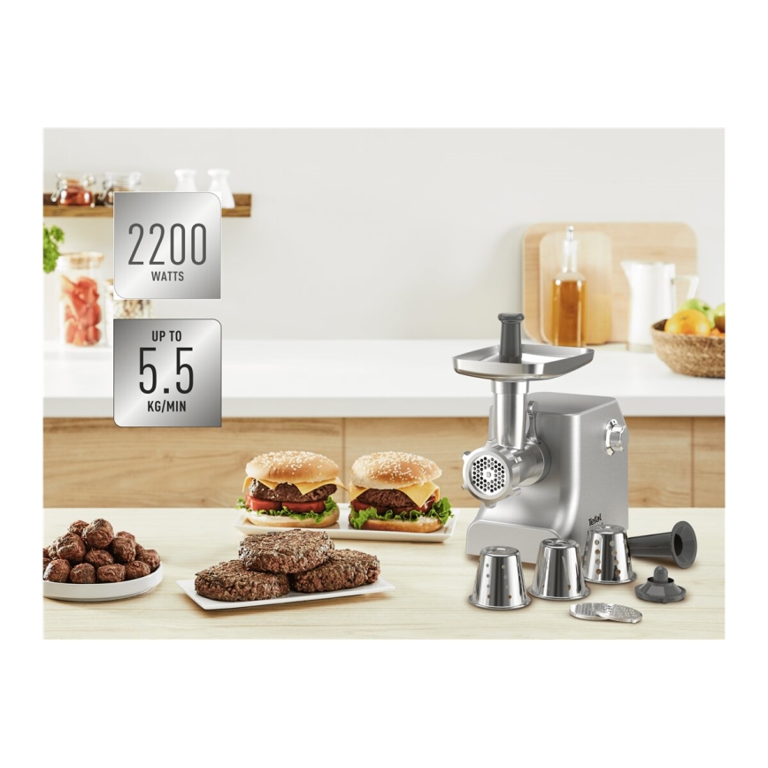 Tefal - Hachoir à viande 8 en 1 2200W/230V argent