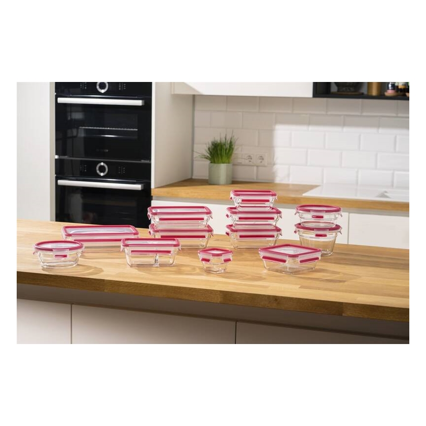 Tefal - Lebensmittelbehälter 0,85 l MSEAL GLASS rot/Glas