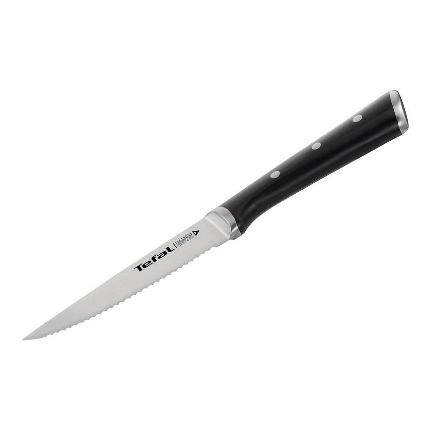 Tefal - LOT 4x Couteau à steak en acier inoxydable ICE FORCE 11 cm chrome brillant/noir