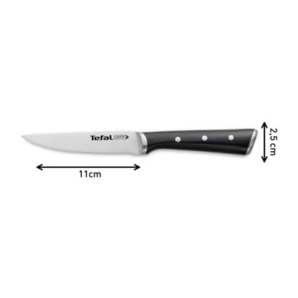 Tefal - Ensemble de 4 couteaux à steak ICE FORCE 11 cm en acier inoxydable, finition chrome brillant et poignées noires