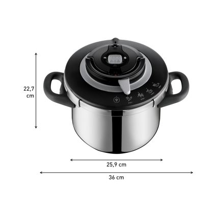 Tefal - Pentola a pressione 6 l CLIPSO+ CHEF in acciaio inox