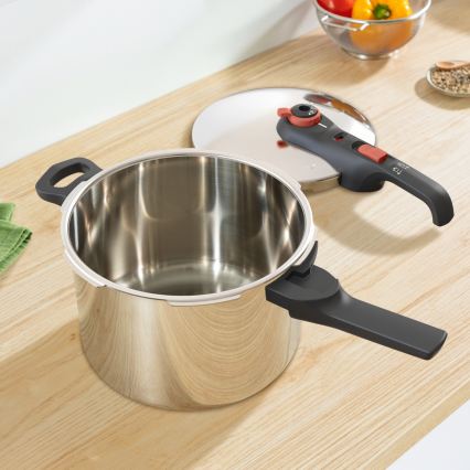 Tefal - Pentola a pressione 6 L SECURE TRENDY + set di 5 pezzi INGENIO EMOTION