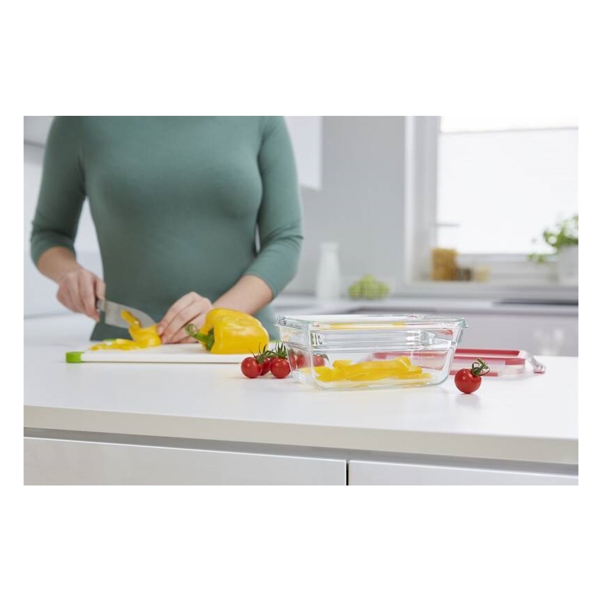 Tefal - Récipient alimentaire 0,85 l MSEAL GLASS rouge/verre