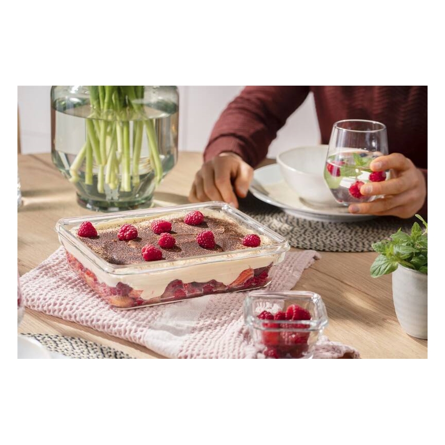 Tefal - Récipient alimentaire 3 l MSEAL GLASS rouge/verre
