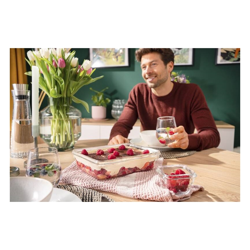 Tefal - Récipient alimentaire 3 l MSEAL GLASS rouge/verre