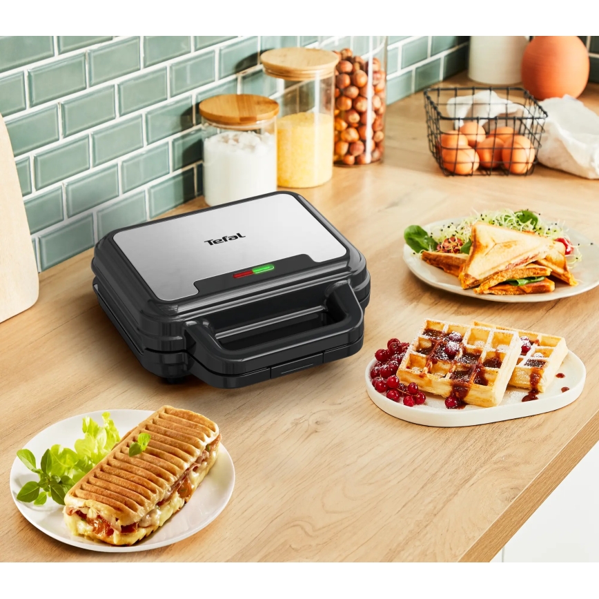 Tefal - Sandwichmaker ULTRA COMPACT 3in1 700W/230V schwarz/matt Chrom
