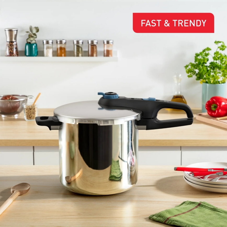 Tefal - Schnellkochtopf 8 l SECURE TRENDY Edelstahl