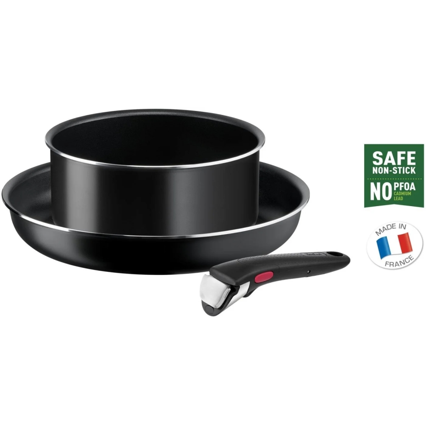Tefal - Set di pentole 3 pezzi INGENIO EASY COOK & CLEAN NERO