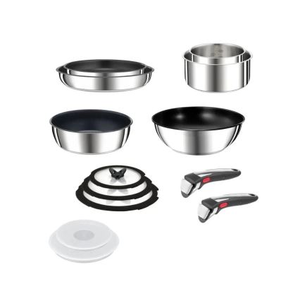 Tefal - Ensemble de 13 pièces de batterie de cuisine INGENIO PREFERENCE ON en acier inoxydable