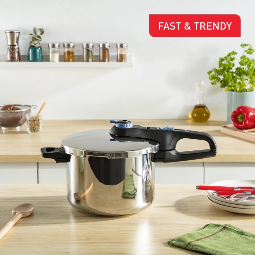 Tefal - Set di pentole a pressione 4/6 l SECURE TRENDY acciaio inossidabile