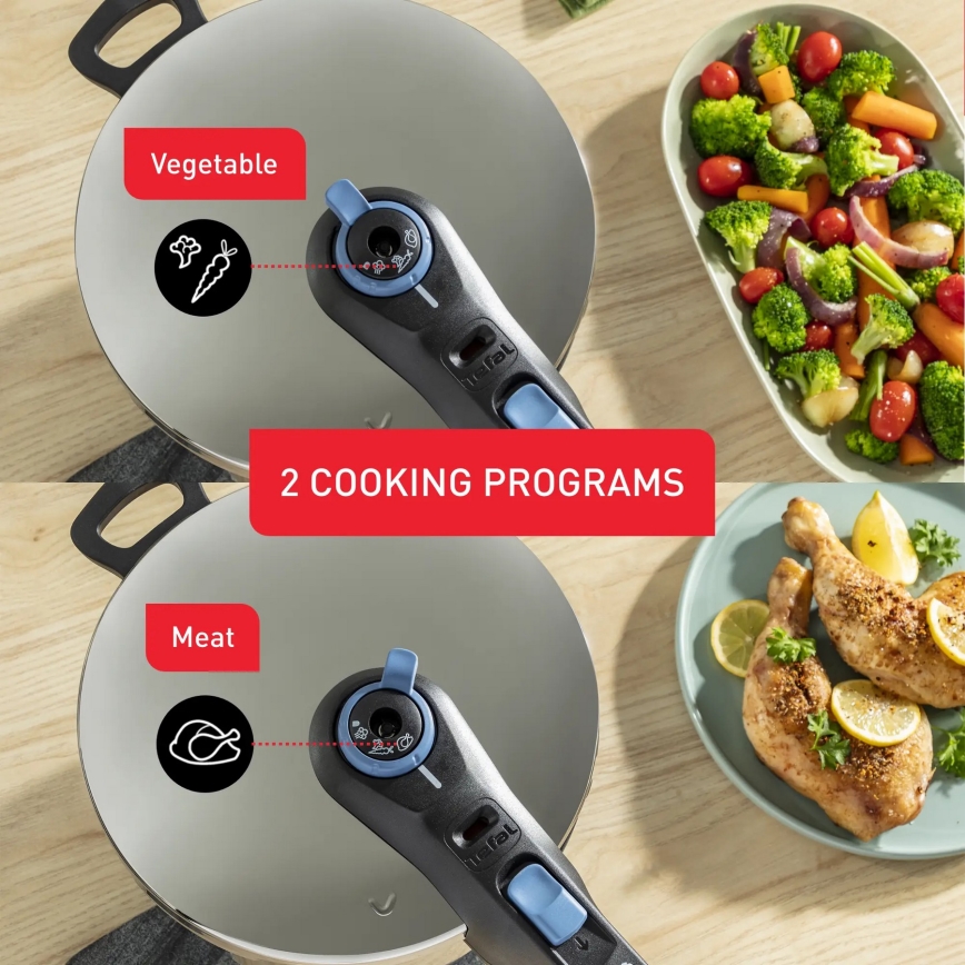 Tefal - Set di pentole a pressione 4/6 l SECURE TRENDY acciaio inossidabile