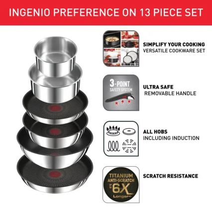 Tefal - Set di pentole 13 pezzi INGENIO PREFERENCE ON acciaio inox
