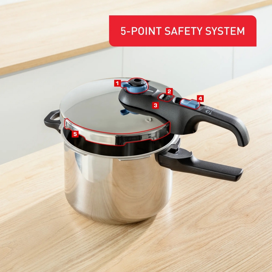 Tefal - Set di pentole a pressione 4/6 l SECURE TRENDY in acciaio inox