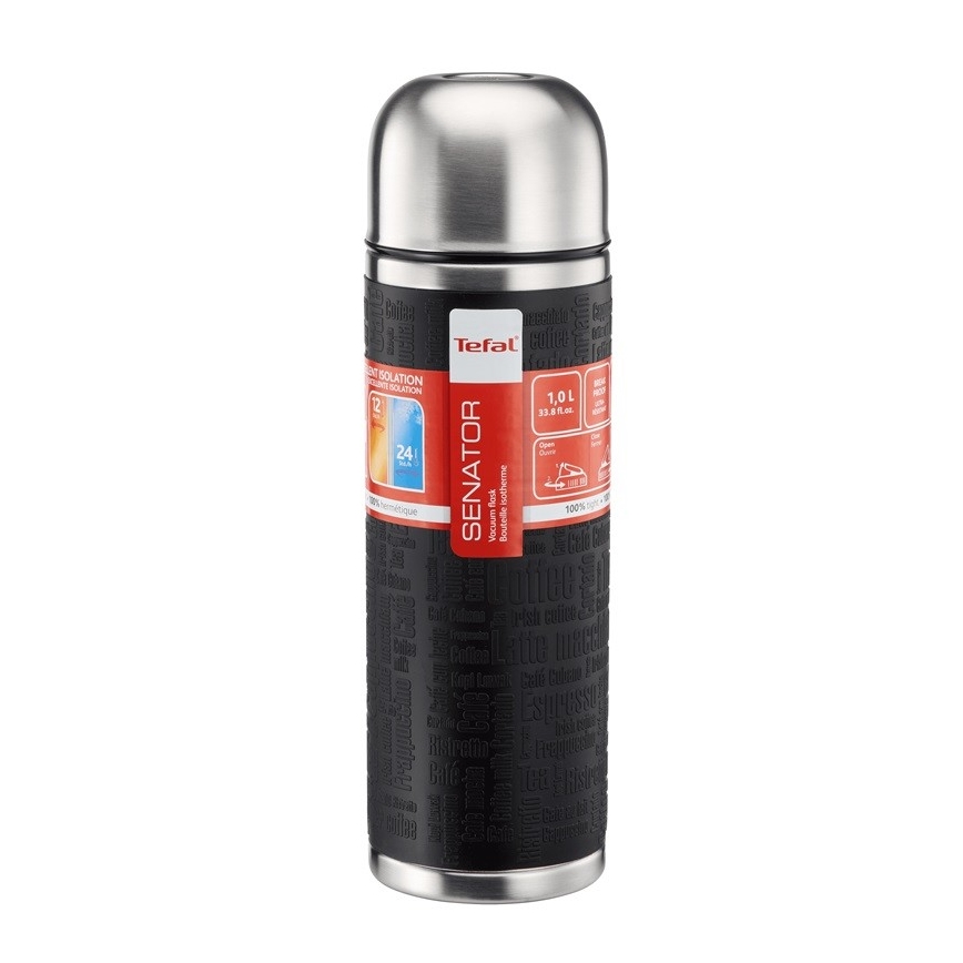 Tefal - Thermos avec mug 1 l SENATOR acier inoxydable/noir