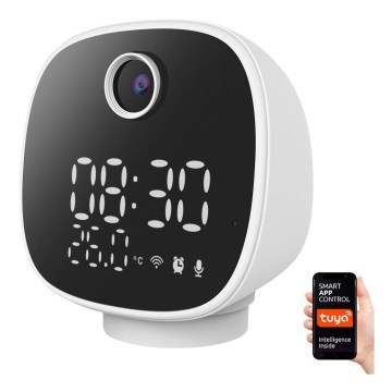 Telecamera intelligente con sveglia, termometro e luce LED 1296p 3Mpx 5V Wi-Fi Tuya IP65