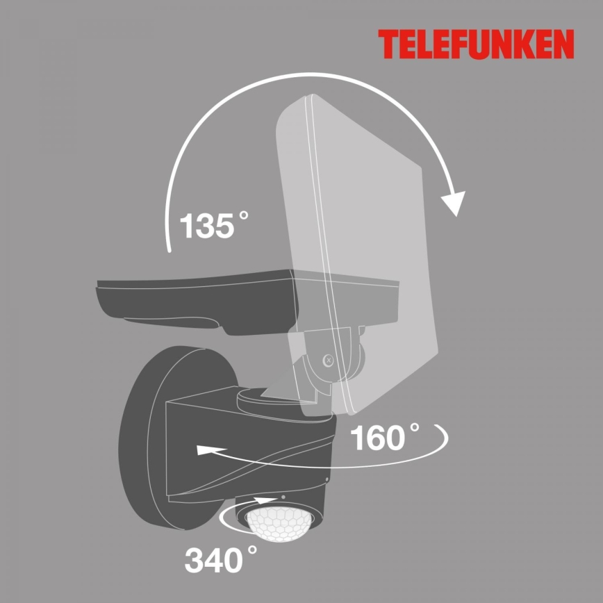 Telefunken 304305TF - Applique da esterno con sensore LED/24W/230V IP44 nero