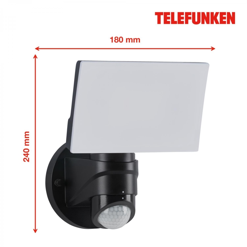 Telefunken 304305TF - Outdoor-LED-Wandleuchte mit Sensor LED/24W/230V IP44 schwarz