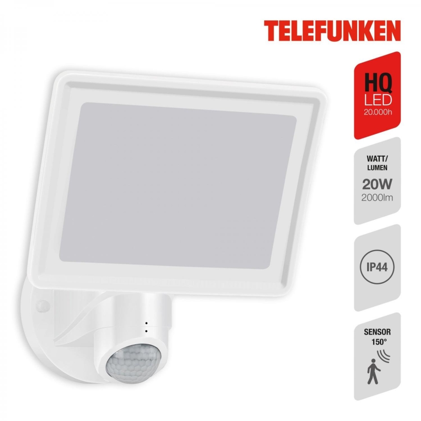 Telefunken 304406TF - Faretto LED da parete per esterni con sensore LED/20W/230V IP44