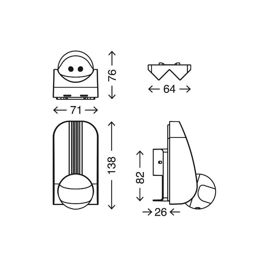 Telefunken 306504TF - Sensore di movimento da esterno 180° IP44 argento