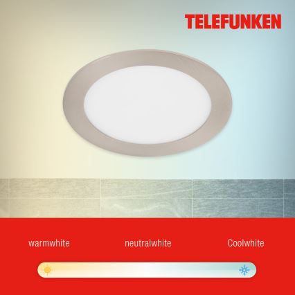 Telefunken 309402TF - Dimmbare LED-RGBW-Einbauleuchte für Badezimmer LED/12W/230V 2700-6500K IP23 Wi-Fi Tuya