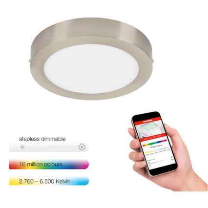 Telefunken 309502TF - Plafoniera dimmerabile RGBW LED/18W/230V 2700-6500K Wi-Fi Tuya + telecomando