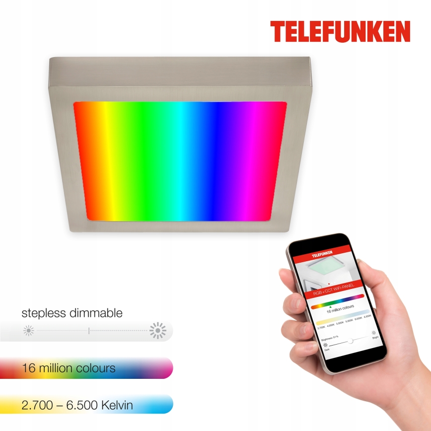 Telefunken 309602TF - Plafoniera dimmerabile RGBW LED/18W/230V 2700-6500K Wi-Fi Tuya