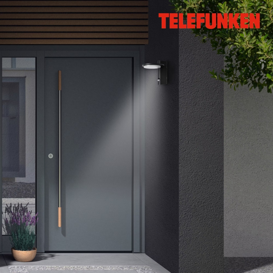 Telefunken 312505TF-LED Applique da esterno con sensore LED/10W/230V IP44 nero
