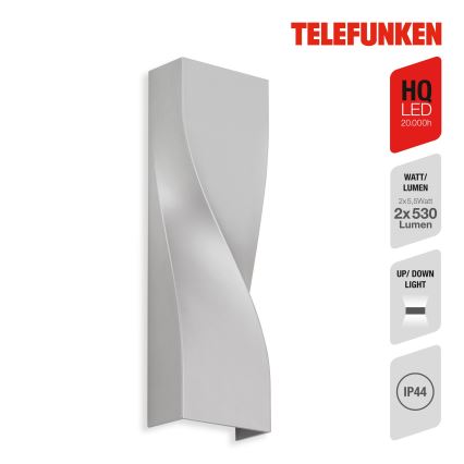 Telefunken 312704TF - LED-Wandleuchte für den Außenbereich 2xLED/5,5W/230V IP44 silbern