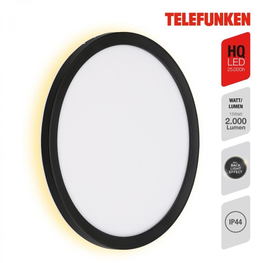 Telefunken 313405TF - Applique da esterno LED/15W/230V IP44, nero