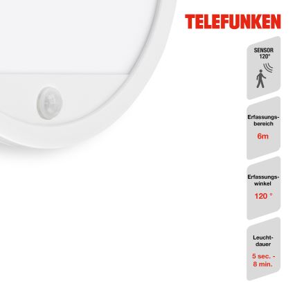 Telefunken 313706TF - LED Applique da esterno con sensore LED/15W/230V IP44 bianco