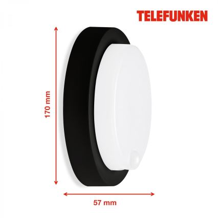Telefunken 315305TF - LED Applique da esterno con sensore LED/12W/230V IP44 nero