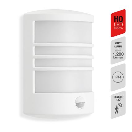 Telefunken 315506TF - Applique murale extérieure LED avec détecteur, 12 W, 230 V, IP44, blanche