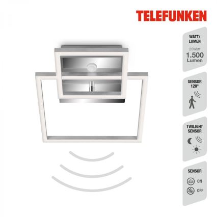 Telefunken 318608TF - LED-Deckenleuchte mit Sensor FRAME LED/17W/230V 3000K matt Chrom