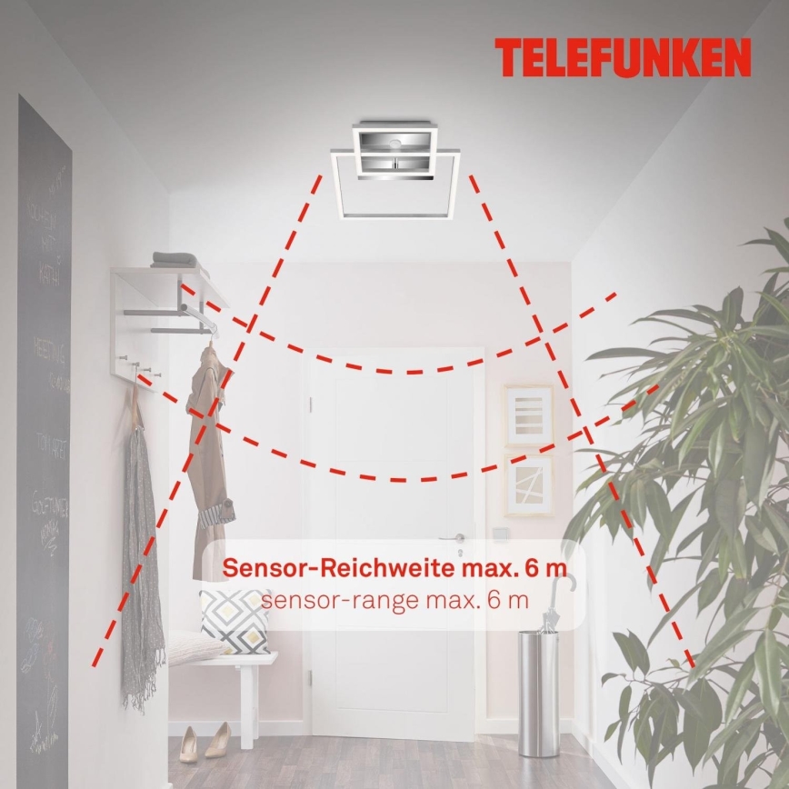 Telefunken 318608TF - LED-Deckenleuchte mit Sensor FRAME LED/17W/230V 3000K matt Chrom
